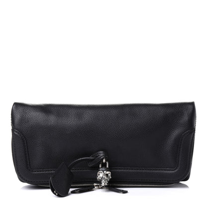 Alexander McQueen Grainy Calfskin Padlock Skull Clutch Black 2 of 8
