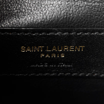 Saint Laurent Grain De Poudre Textured Mixed Matelasse Triquilt Small Monogram Satchel Black 7 of 11