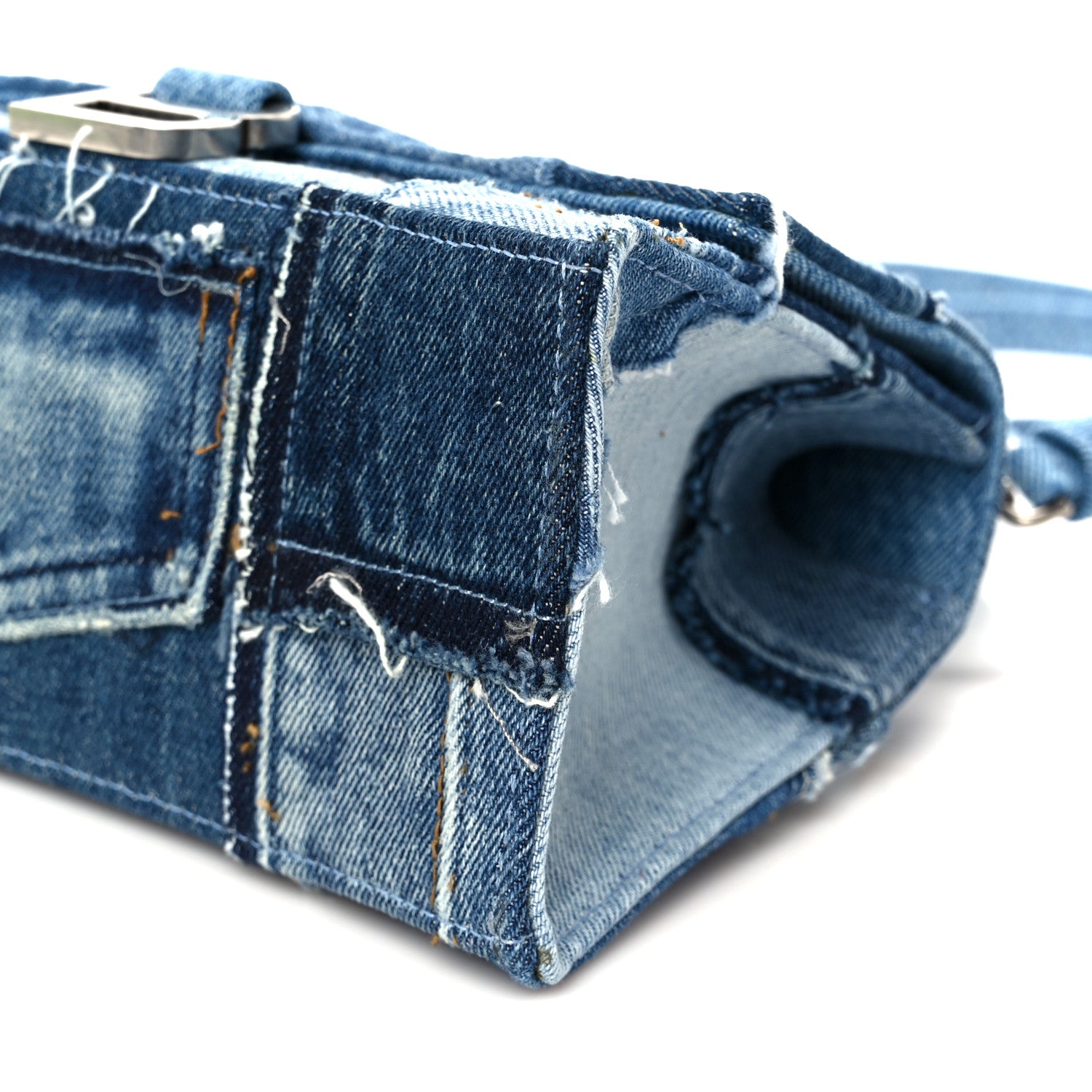 Balenciaga Denim Patchwork Small Hourglass Top Handle Bag Washed Blue 10 of 10