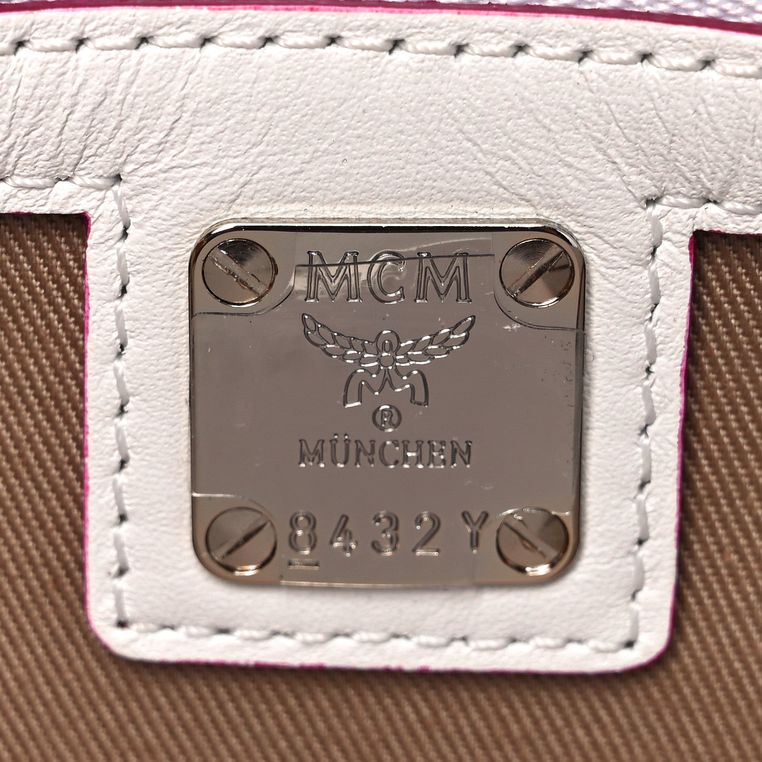MCM Calfskin Visetos Monogram Medium Millie Color Block Crossbody Bag White Mood 5 of 7