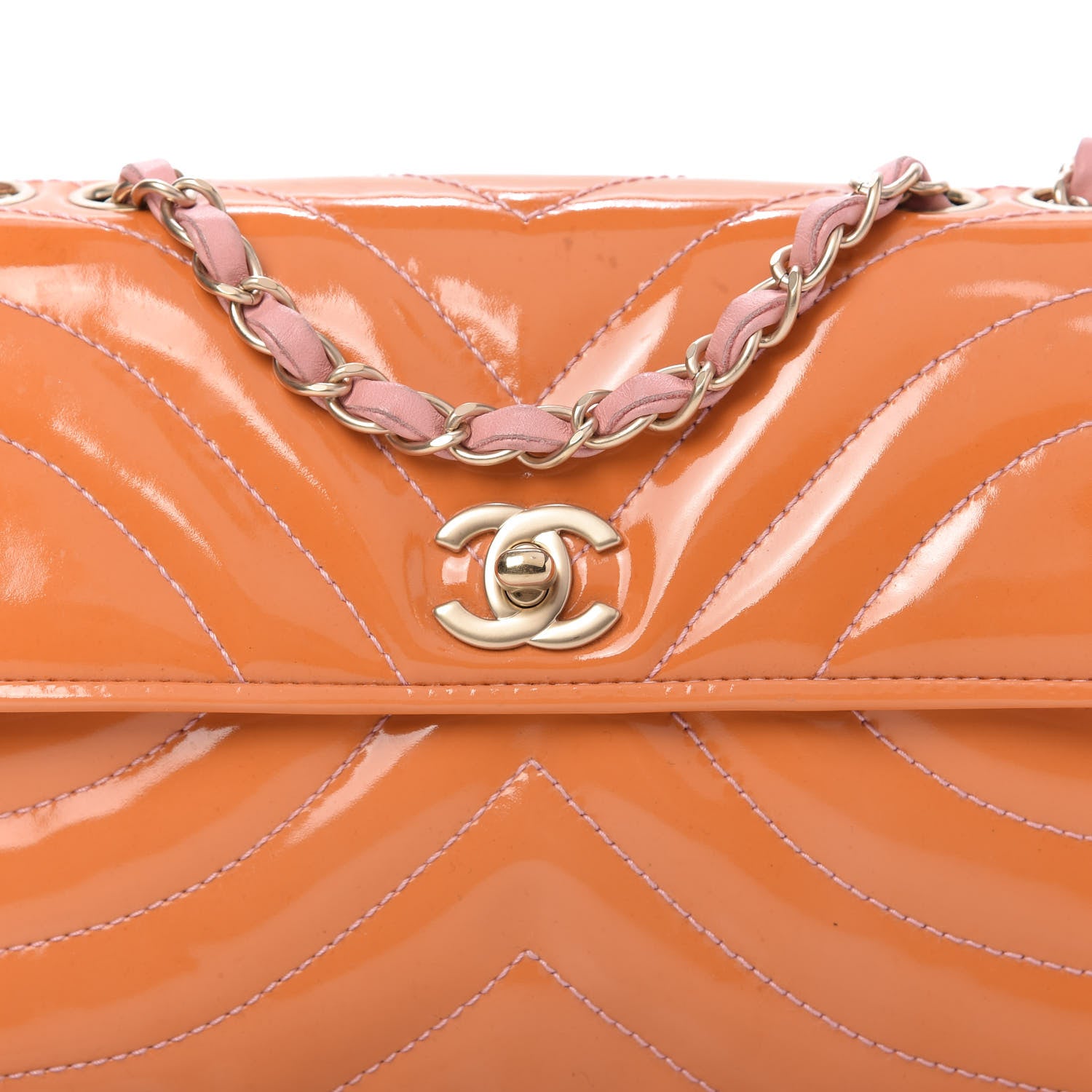 Chanel Patent Small Single Flap Orange 10 of 12