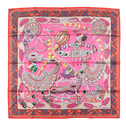 Hermes Silk Zenobie Reine De Palmyre Scarf 90 Rose Vif Orange Mastic 1 of 4