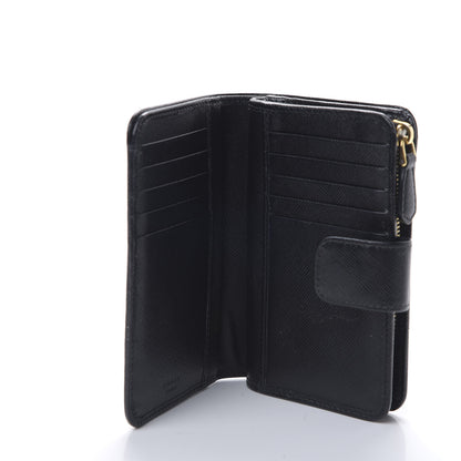 Prada Saffiano Metal Compact Wallet Black 4 of 9
