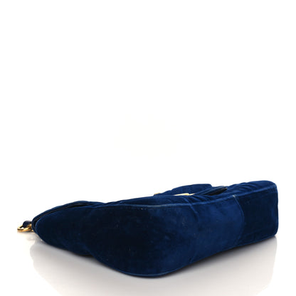 Gucci Velvet Matelasse Medium GG Marmont Shoulder Bag Cobalt Blue 4 of 16