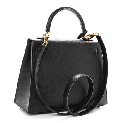 Hermes Ostrich Kelly Sellier 25 Black 3 of 10