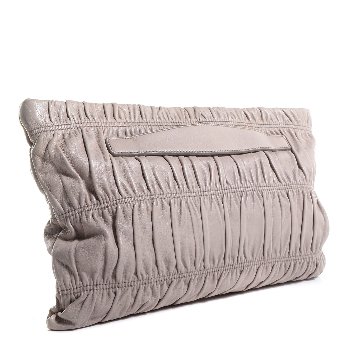 Nappa Gaufre Ruched Clutch Pomice