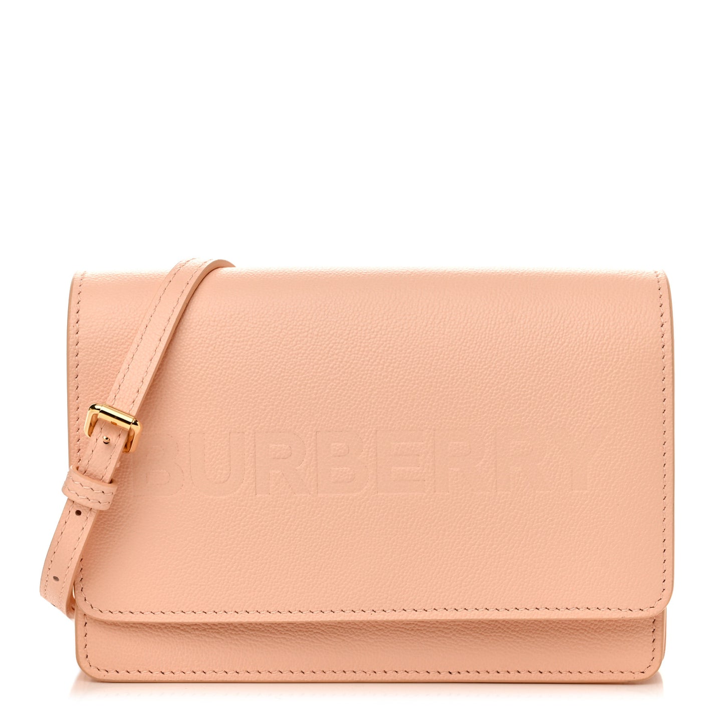 Smooth Calfskin Logo Embossed Hampshire Crossbody Peach Pink