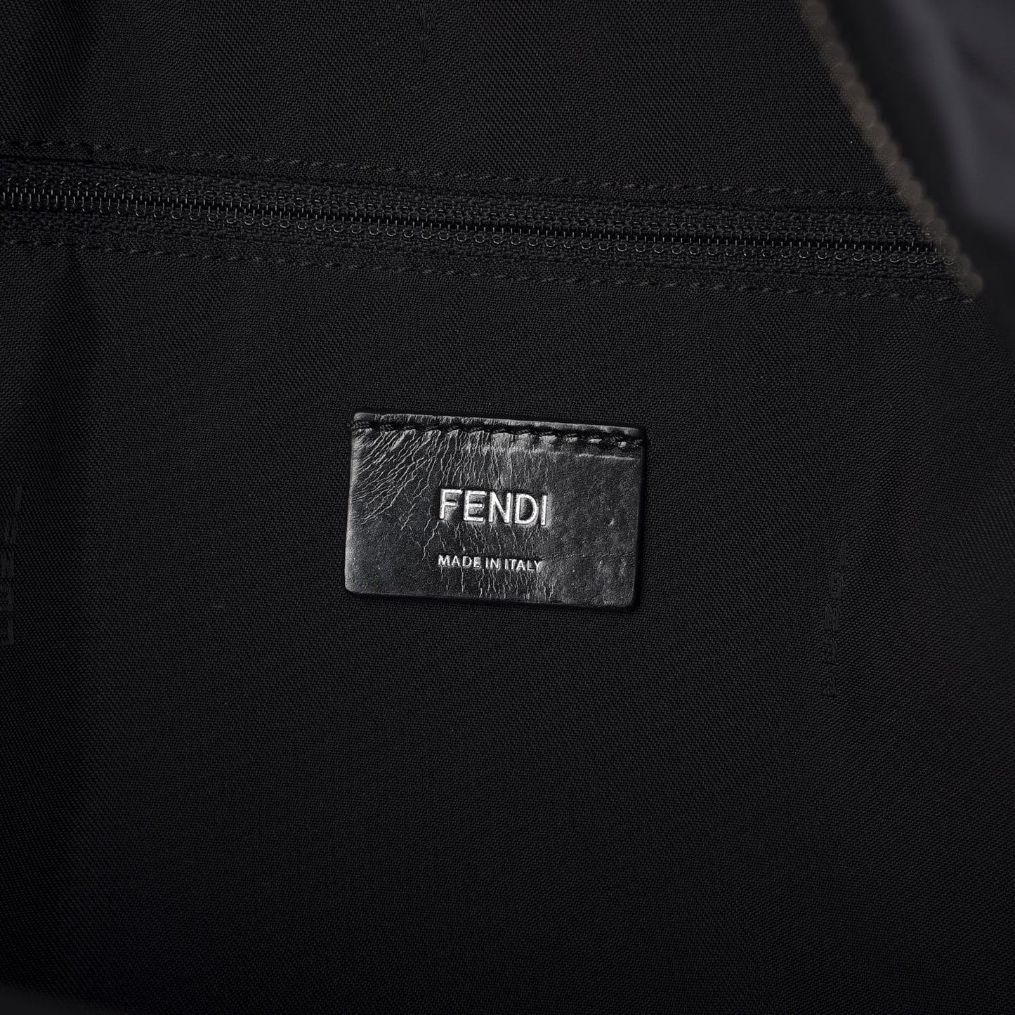 Nylon Shearling Block Letter Backpack Black