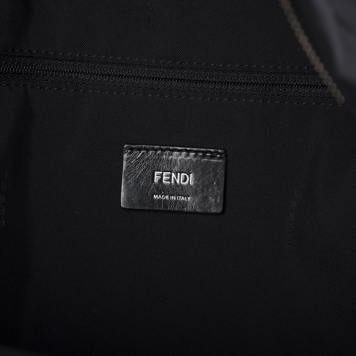 Fendi Nylon Shearling Block Letter Backpack Black 7 of 10
