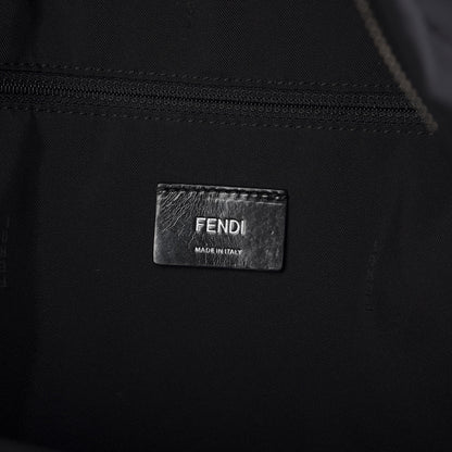 Fendi Nylon Shearling Block Letter Backpack Black 7 of 10