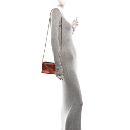 Christian Dior Metallic Grained Calfskin Diorama Top Handle Wallet On Chain Pouch Deep Orange 2 of 10