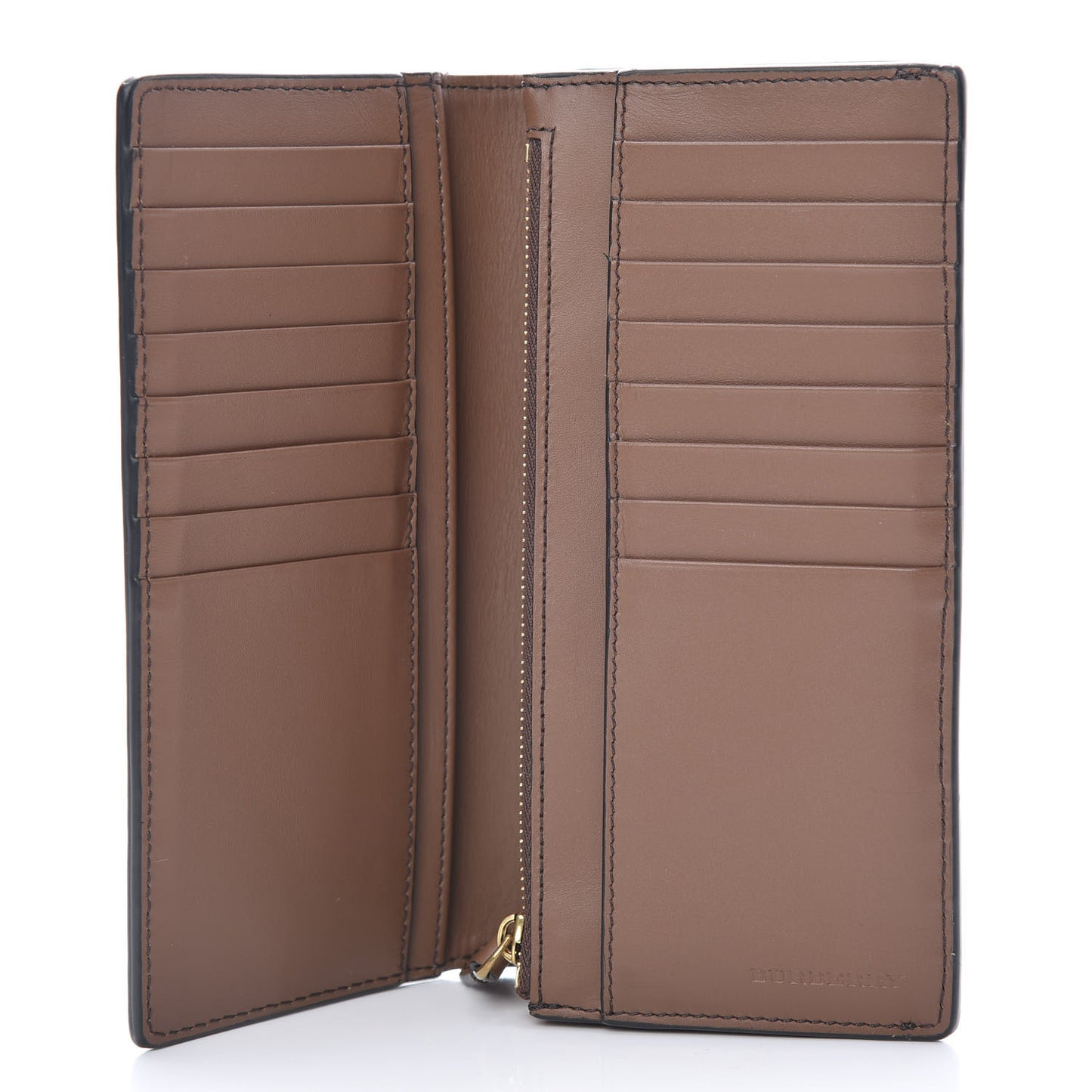 Grainy Calfskin House Check Vertical Wallet Tan