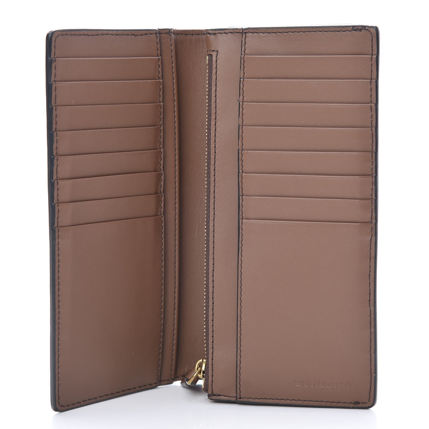 Burberry Grainy Calfskin House Check Vertical Wallet Tan 6 of 9