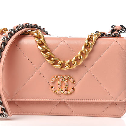 Chanel Goatskin Quilted 19 Wallet On Chain WOC Rose Clair 10 of 11