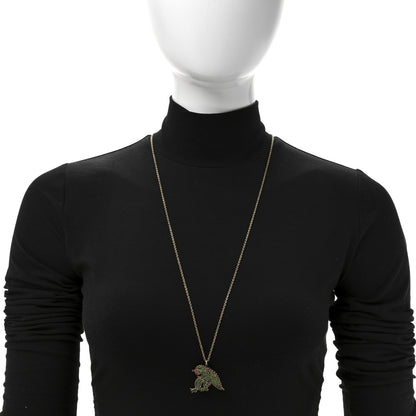 Christian Dior Metal Enamel Niki De Saint Phalle Dragon Necklace Gold Green 2 of 5