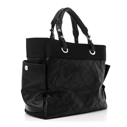 Chanel Coated Canvas Quilted Large Paris Biarritz Tote Black 4 of 12