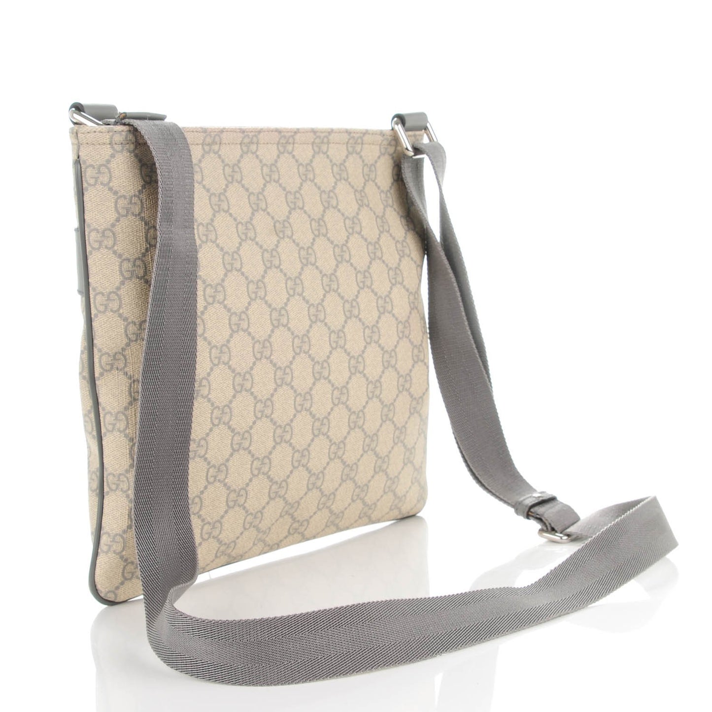 GG Supreme Monogram Small Flat Messenger Bag Ecru Grigio