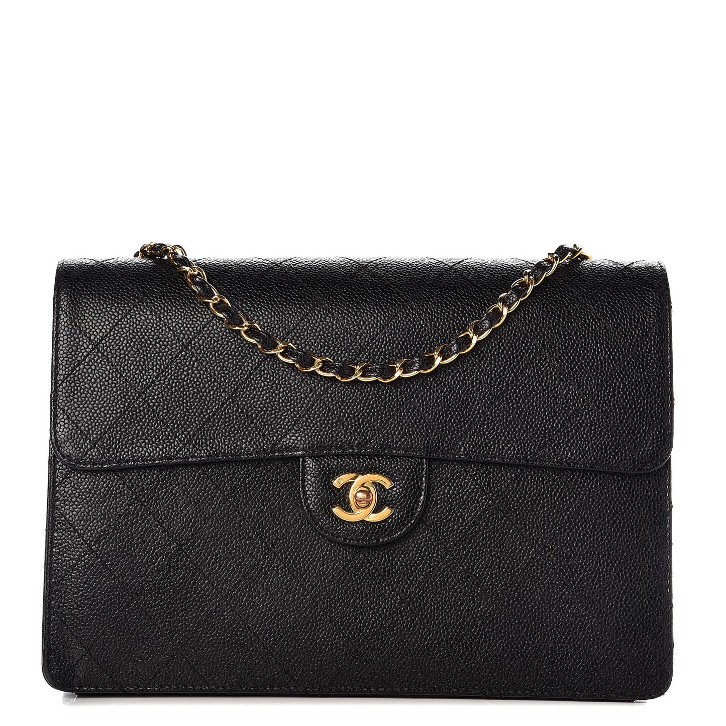 Caviar Stitch Jumbo Single Flap Black