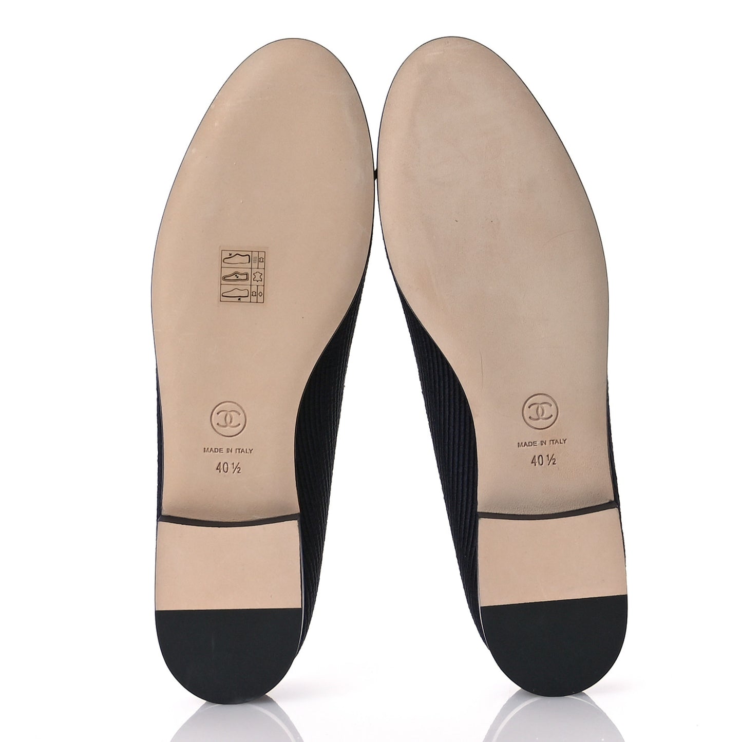 Embroidered Fabric Cap Toe CC Ballerina Flats 40.5 Dark Navy Blue