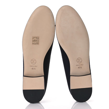 Chanel Embroidered Fabric Cap Toe CC Ballerina Flats 40.5 Dark Navy Blue 6 of 9