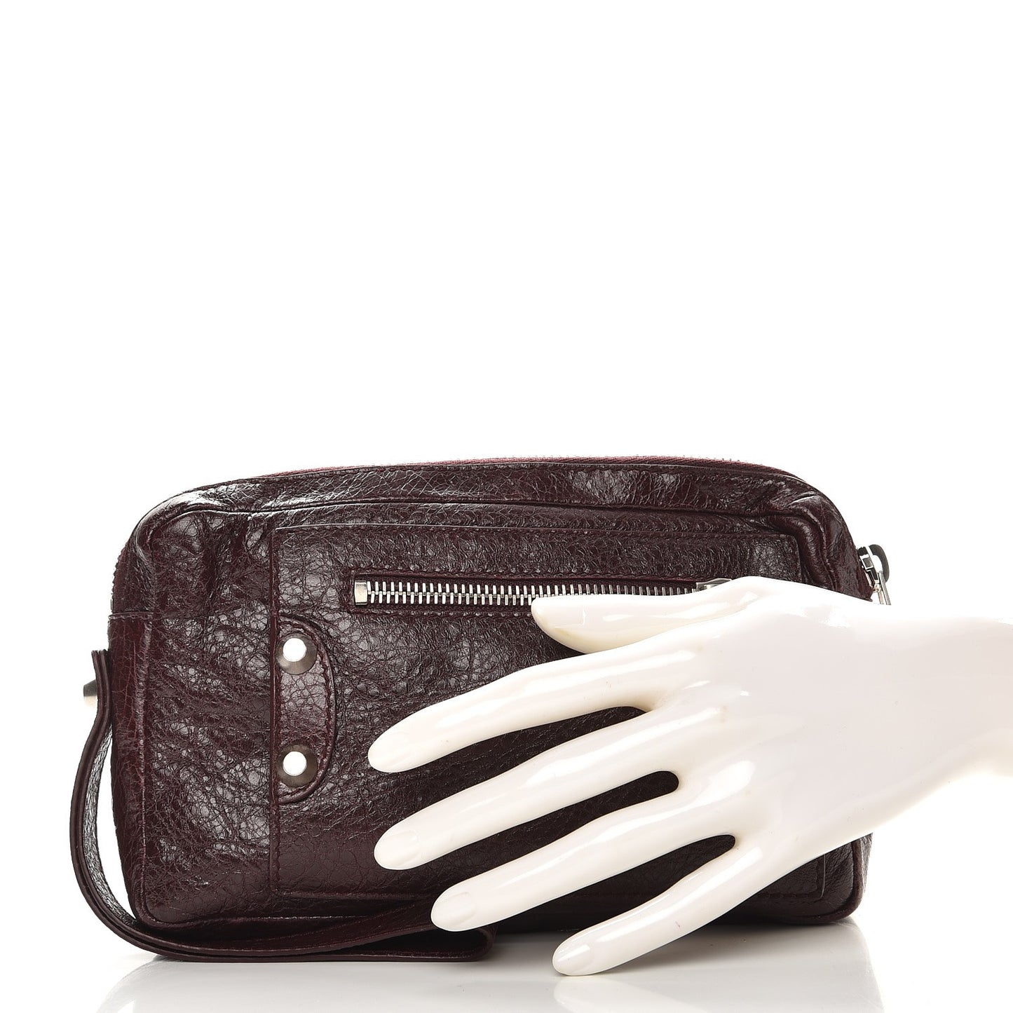 Agneau Arena Classic Hardware Grip Wallet Acajou Fonce