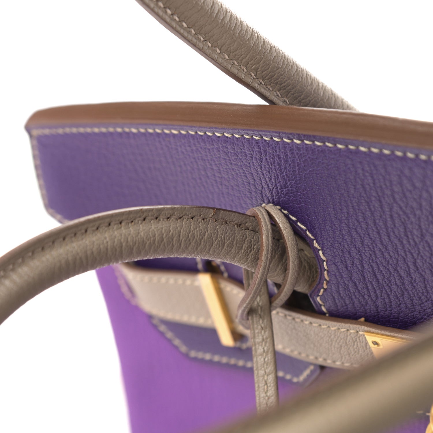 Hermes Chevre Mysore Horseshoe Birkin 30 Parme Violet Gris Tourterelle 11 of 13