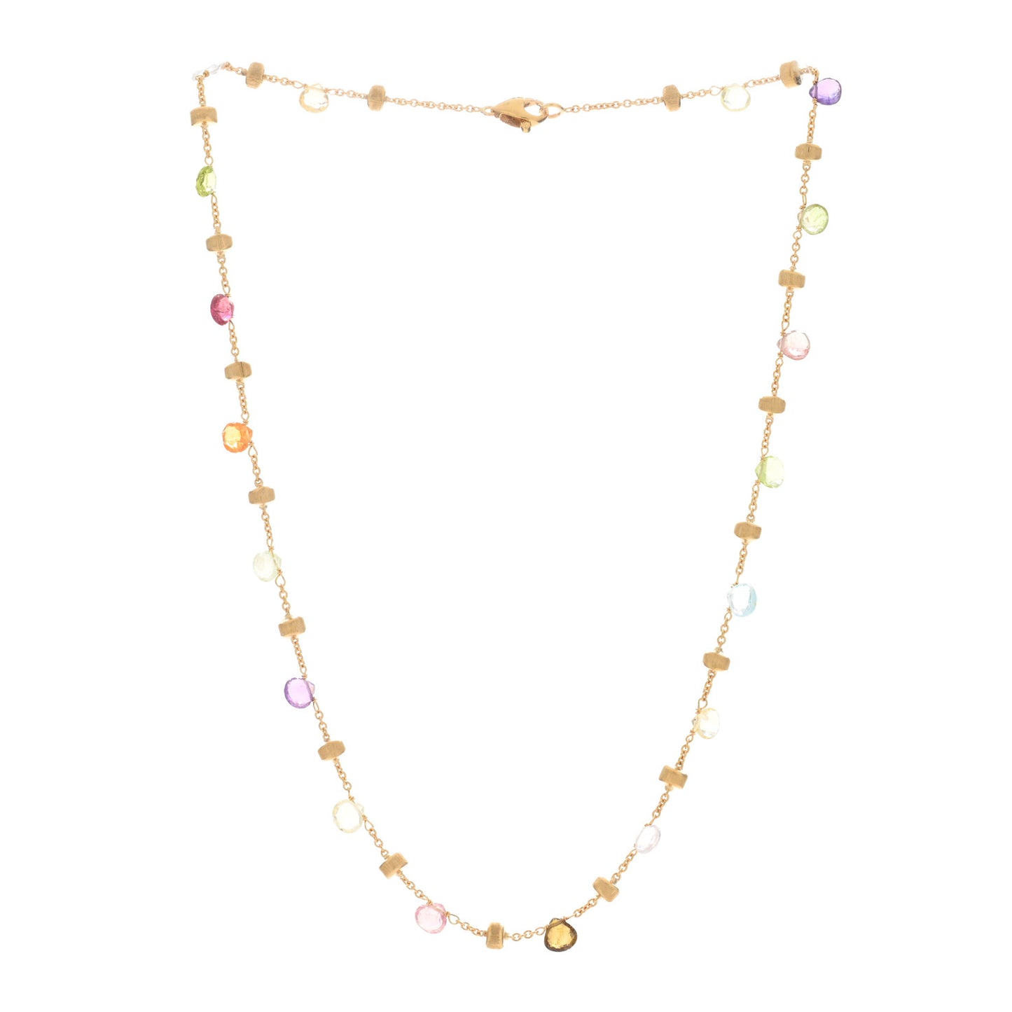 18K Yellow Gold Multi Gemstone Paradise Single Strand Necklace