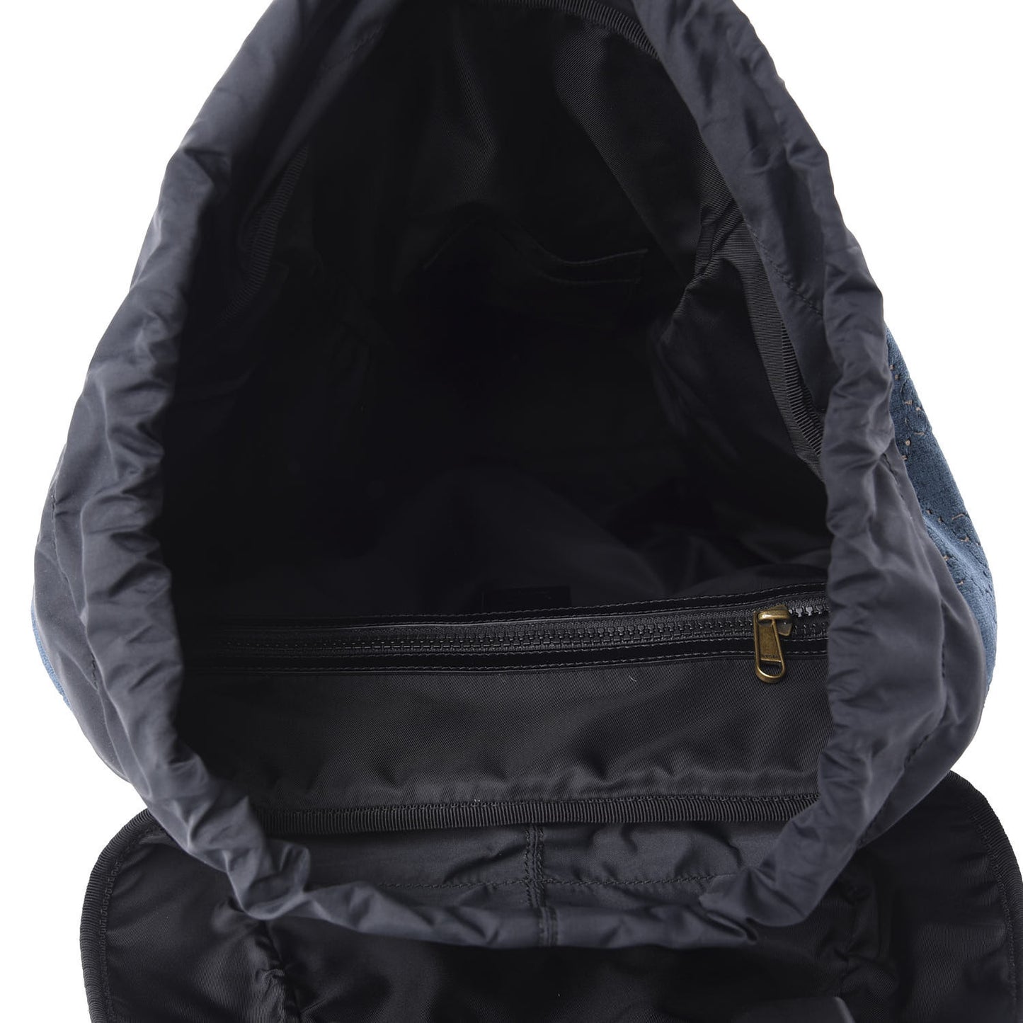 Velvet GG Monogram Web Medium Double Buckle Backpack Blue Beige Black