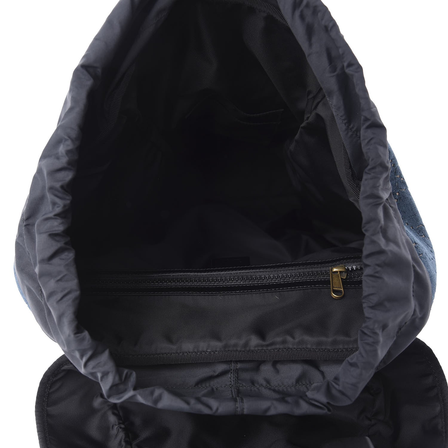 Gucci Velvet GG Monogram Web Medium Double Buckle Backpack Blue Beige Black 4 of 11