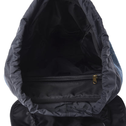 Gucci Velvet GG Monogram Web Medium Double Buckle Backpack Blue Beige Black 4 of 11