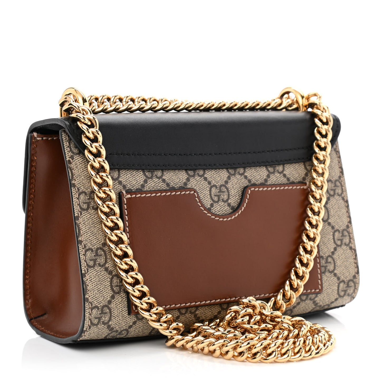 GG Supreme Monogram Calfskin Small Padlock Shoulder Bag Beige Black Cuir