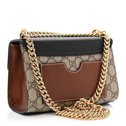 Gucci GG Supreme Monogram Calfskin Small Padlock Shoulder Bag Beige Black Cuir 3 of 13