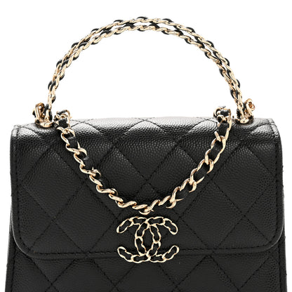 Chanel Caviar Quilted Double Chain Top Handle Flap With Chain Black 8 of 12