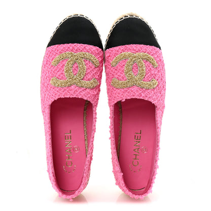 Chanel Tweed Grosgrain CC Espadrilles 41 Pink Black 2 of 9
