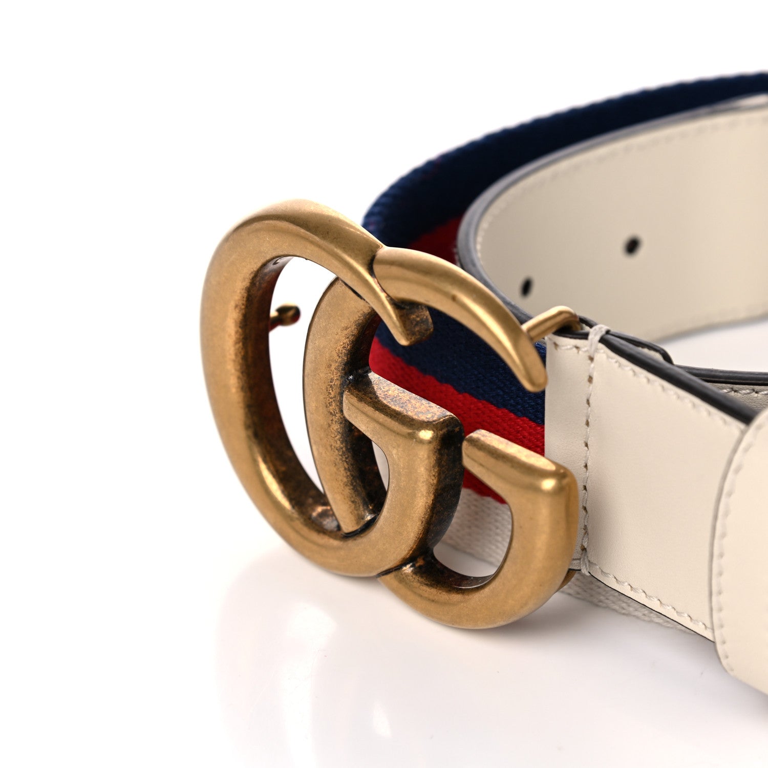 Gucci Nylon Calfskin Sylvie Web Double G 40mm Belt 90 36 Mystic White Hibiscus Red Maritime 5 of 5