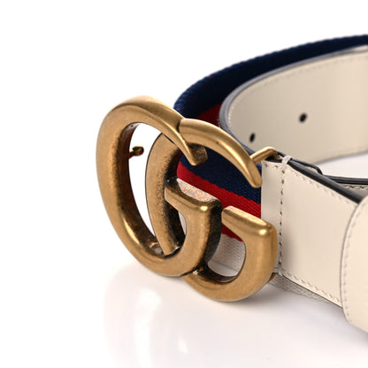 Gucci Nylon Calfskin Sylvie Web Double G 40mm Belt 90 36 Mystic White Hibiscus Red Maritime 5 of 5