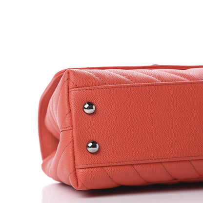 Chanel Caviar Chevron Quilted Mini Coco Handle Flap Red 5 of 9