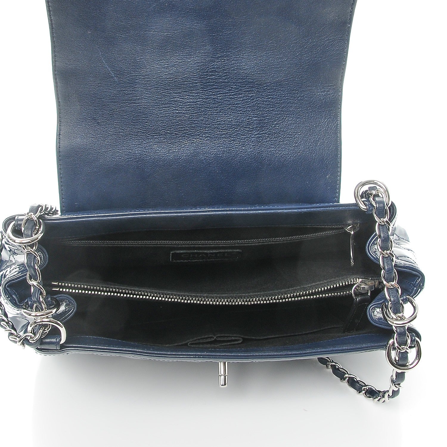 Chanel Patent Quilted Large Coco Shine Accordion Flap Dark Navy Blue 6 of 9