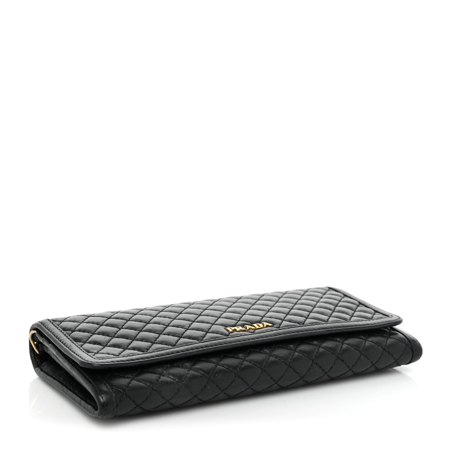 Soft Calfskin Quilted Chain Wallet Black