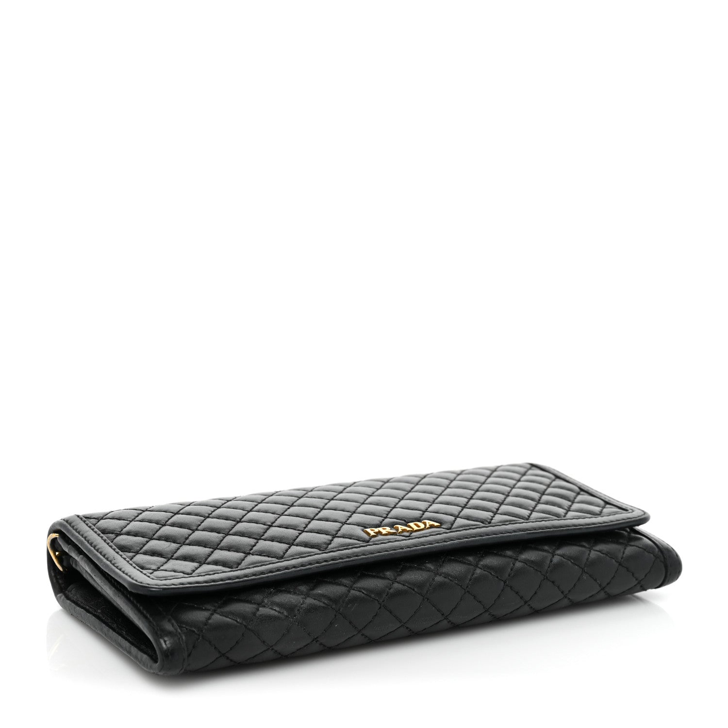 Prada Soft Calfskin Quilted Chain Wallet Black 4 of 17
