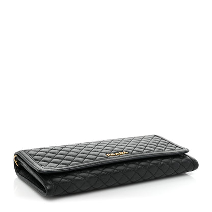 Prada Soft Calfskin Quilted Chain Wallet Black 4 of 17