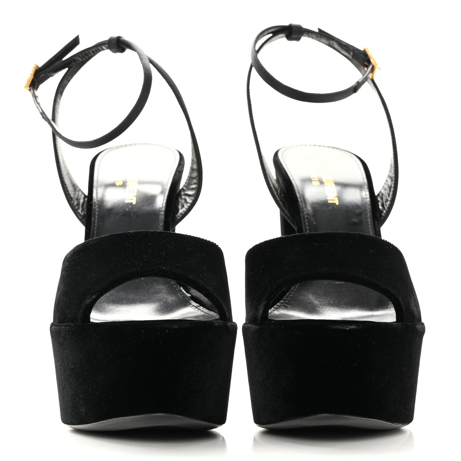 Saint Laurent Velvet Jodie Platform Sandals 38 Black 2 of 19