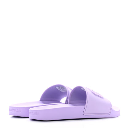 Balenciaga Rubber BB Womens Pool Slide Sandals 38 Lilac 4 of 8