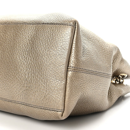 Gucci Metallic Pebbled Calfskin Medium Soho Chain Shoulder Bag Golden Beige 9 of 11