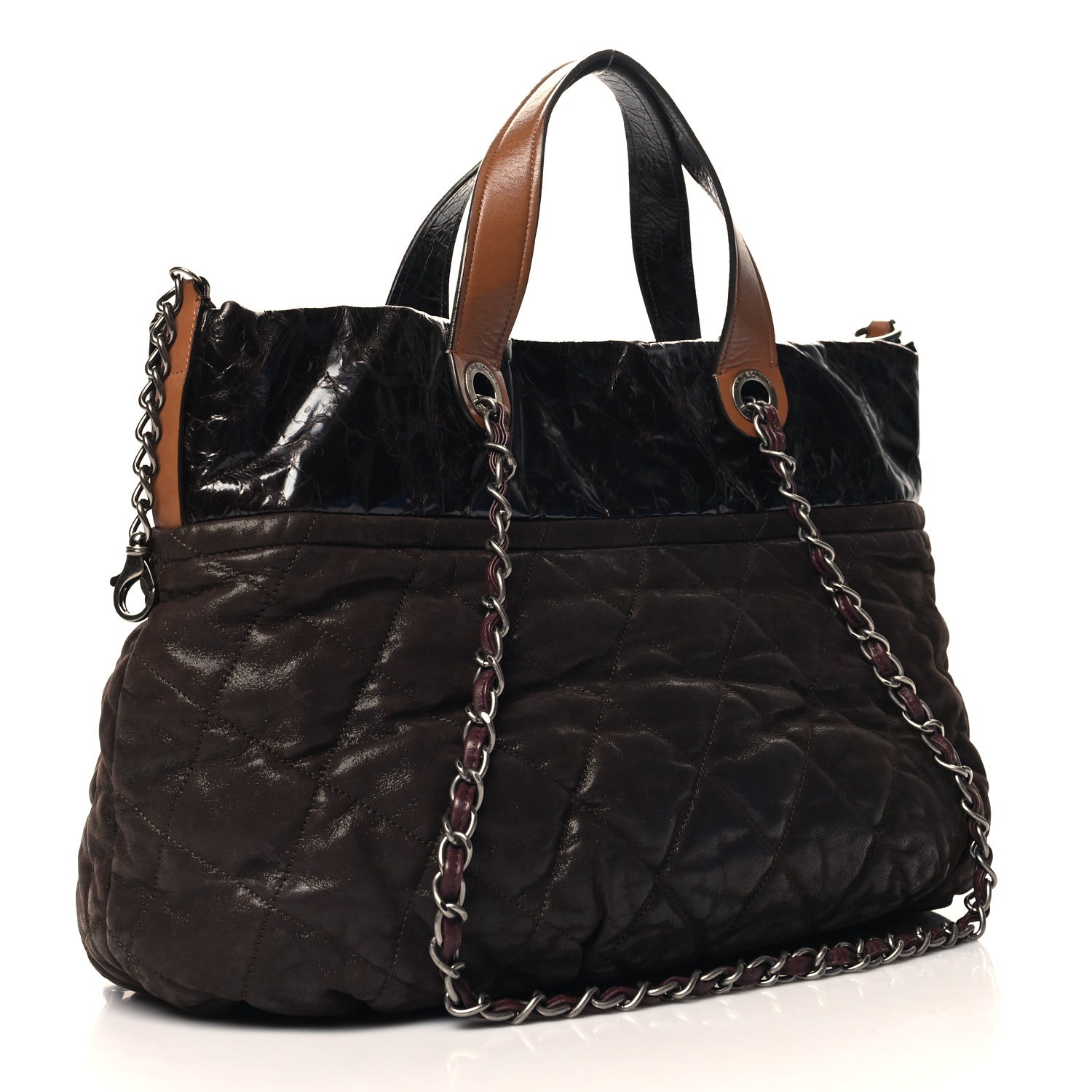 Chanel Iridescent Calfskin Quilted Large In The Mix Tote Dark Brown 3 of 11