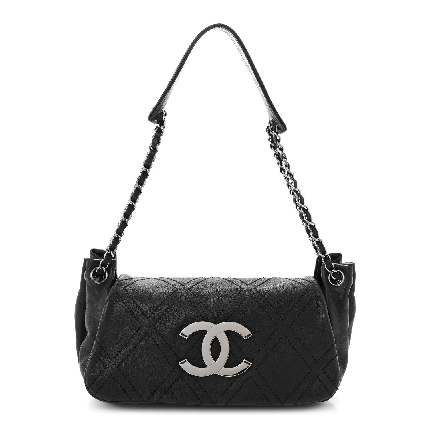 Chanel Calfskin Diamond Stitch Accordion Flap Black 1 of 13