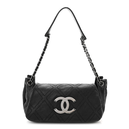 Chanel Calfskin Diamond Stitch Accordion Flap Black 1 of 13