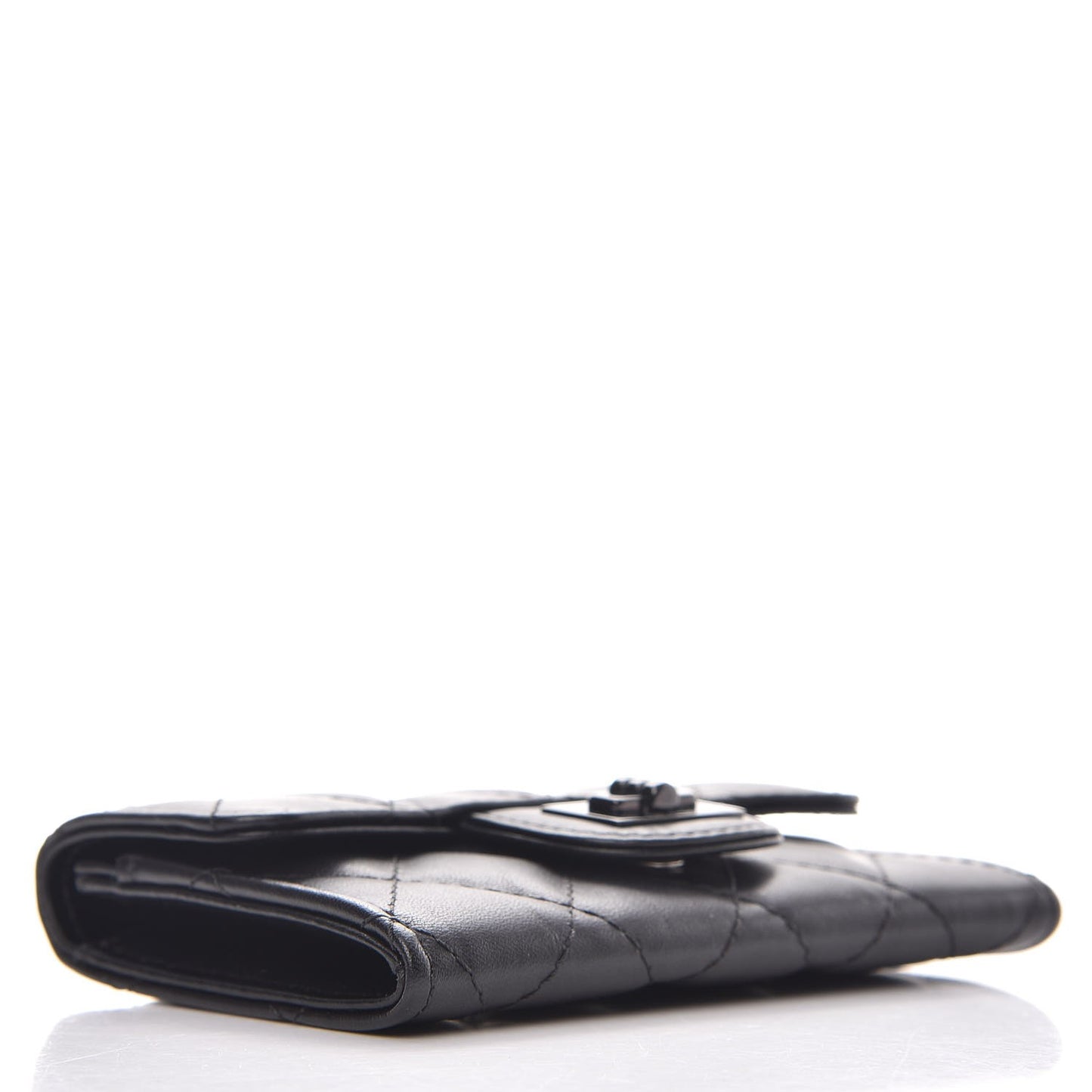 Aged Calfskin Quilted Reissue Flap Card Holder So Black