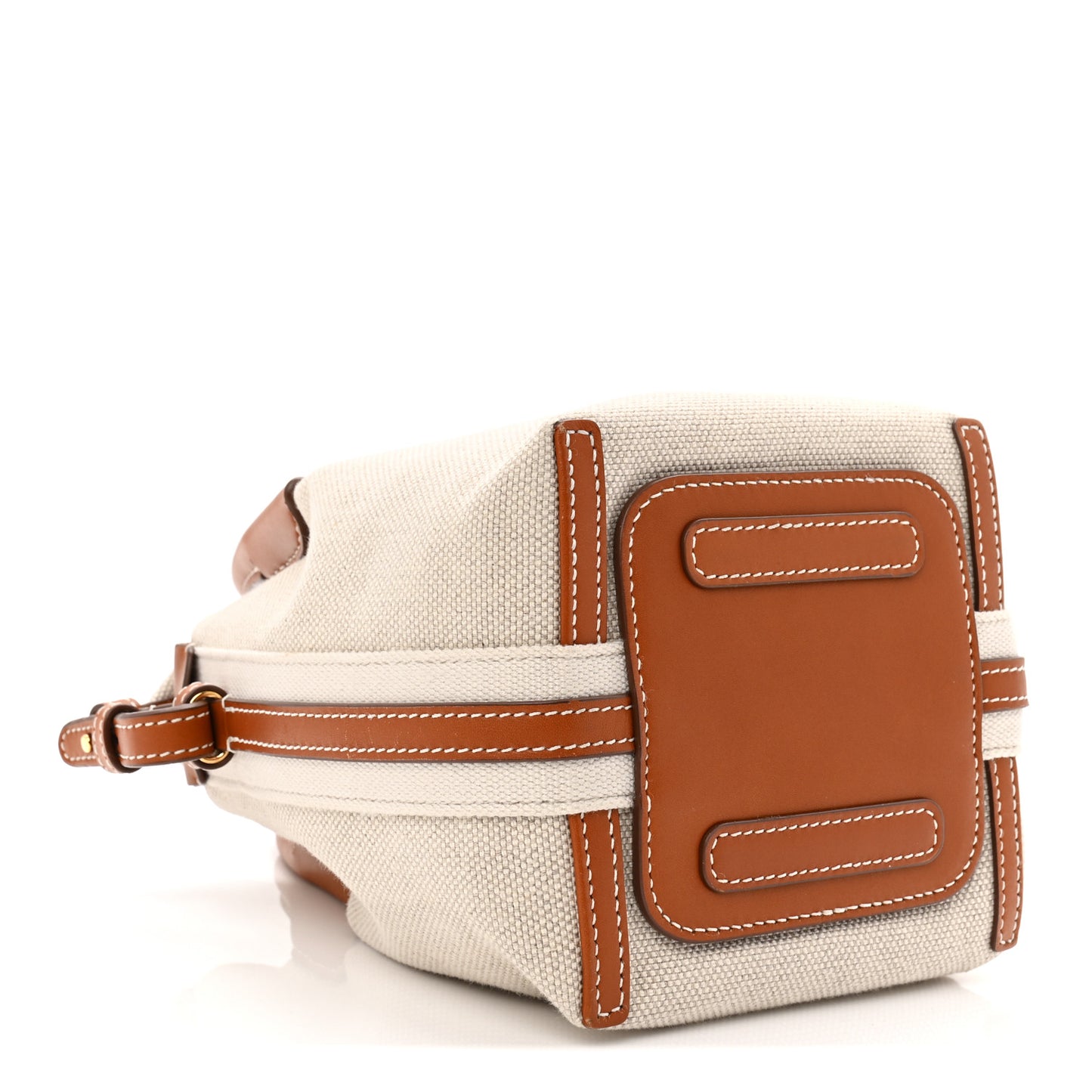 Cotton Linen Calfskin Micro Bale Bag Natural Warm Tan