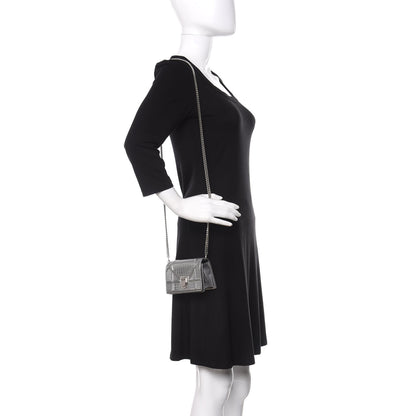 Christian Dior Metallic Patent Micro-Cannage Baby Diorama Flap Bag Silver 2 of 11